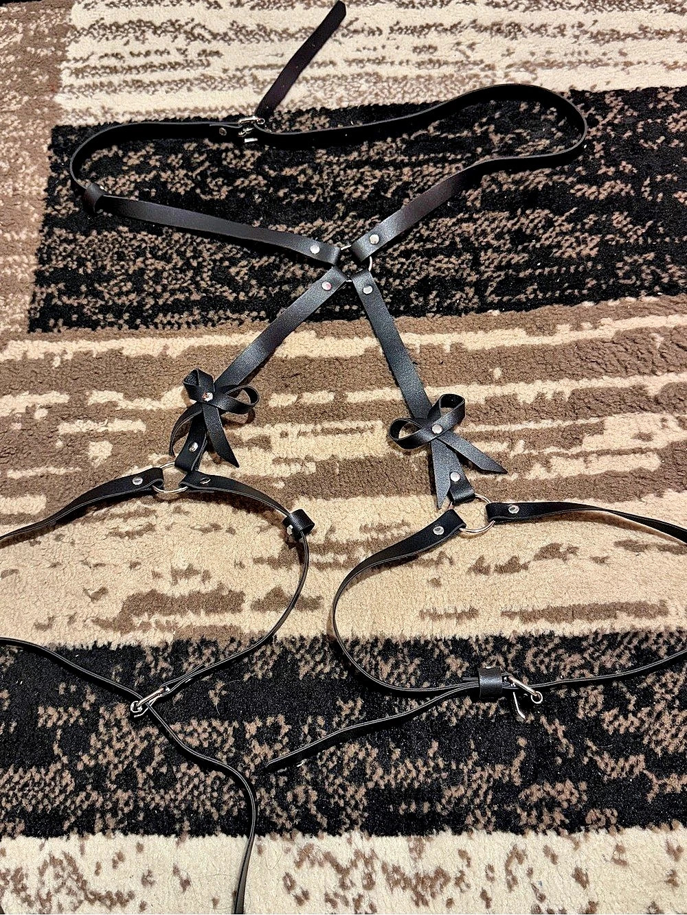 Black Harness Belt with Bows